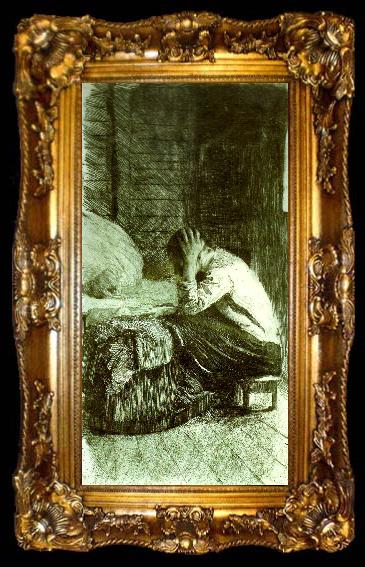 framed  kathe kollwitz kvinna vid vaggan, ta009-2